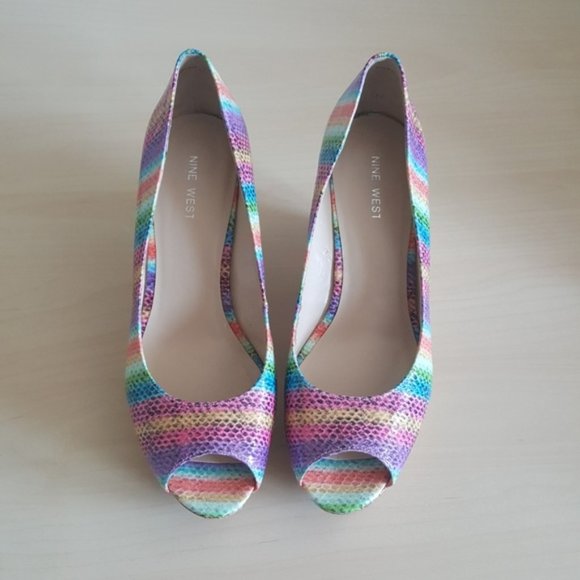 Nine West "Cheerful" Peep Toe Cork Wedges 7M - Picture 3 of 8